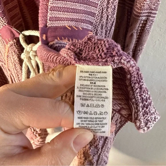 Free People All Washed Out Knit Cardigan Asymmetrical Hem Open Front Size Small - Picture 7 of 11